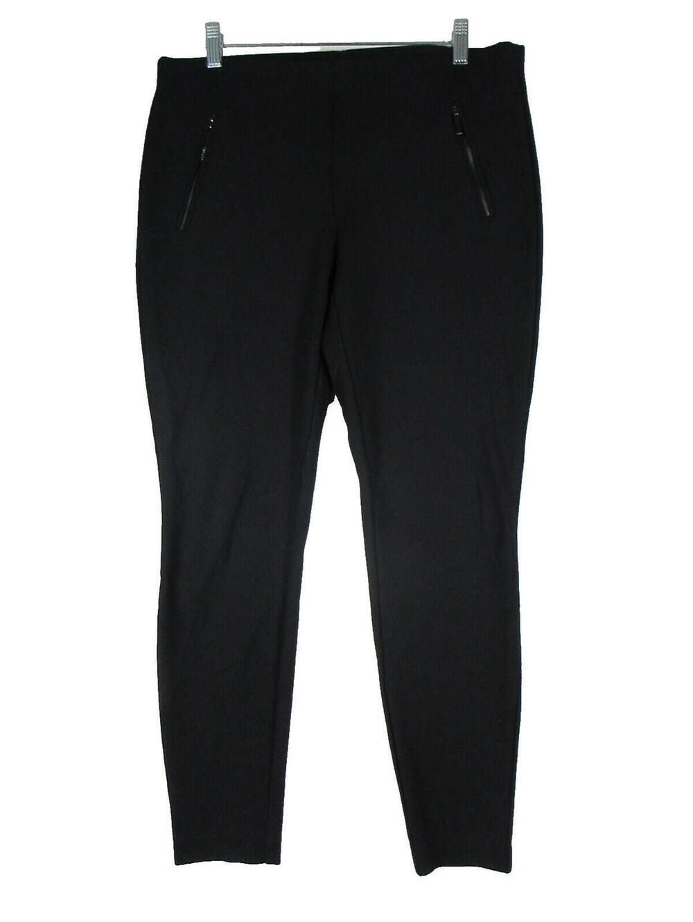 Dalia Womens Modern Fit Dress Pants Zip Pockets Skinny Leg Size L Black